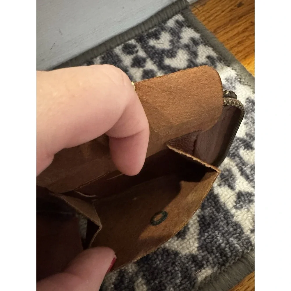 Vintage Brown Braided‎ Zip Wallet English Pigskin Unisex 50s/60s
